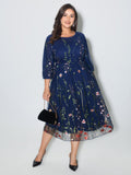 Robe Midi Brodee Fleurie Cintree