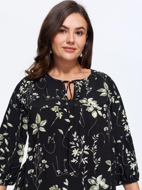 Blouse Fleurie Coupe Trapeze