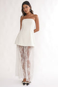 Ensemble Blanc Dentelle Bustier Jupe-Short