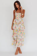 Robe Longue Fleurie Volants Etages