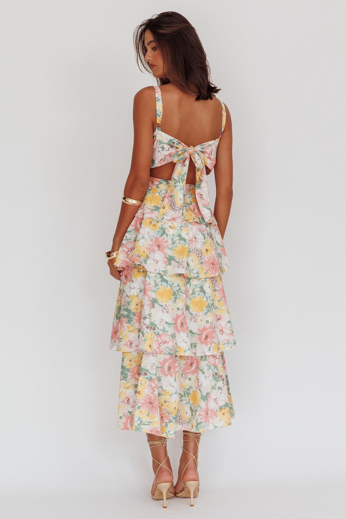 Robe Longue Fleurie Volants Etages