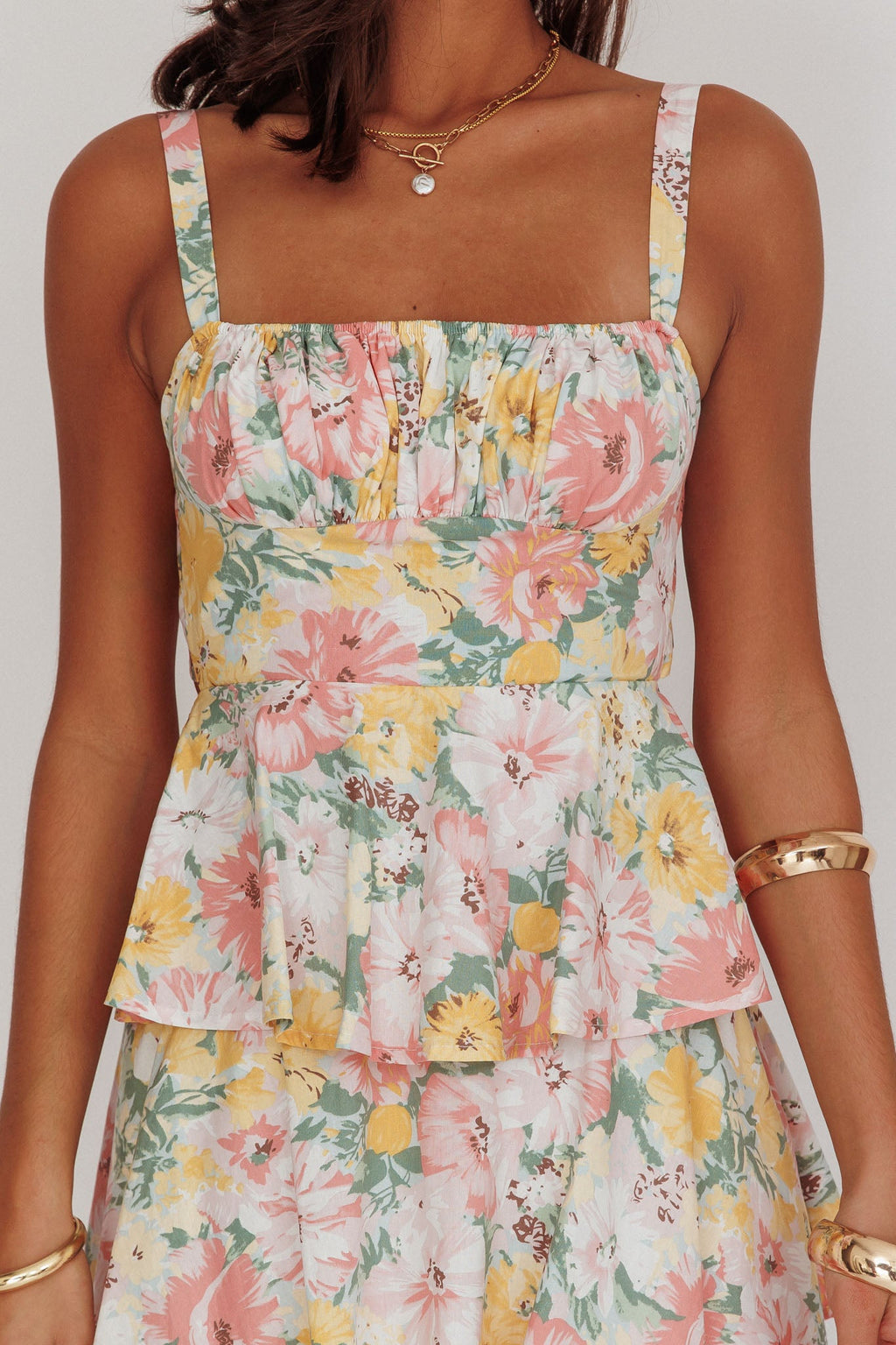 Robe Longue Fleurie Volants Etages