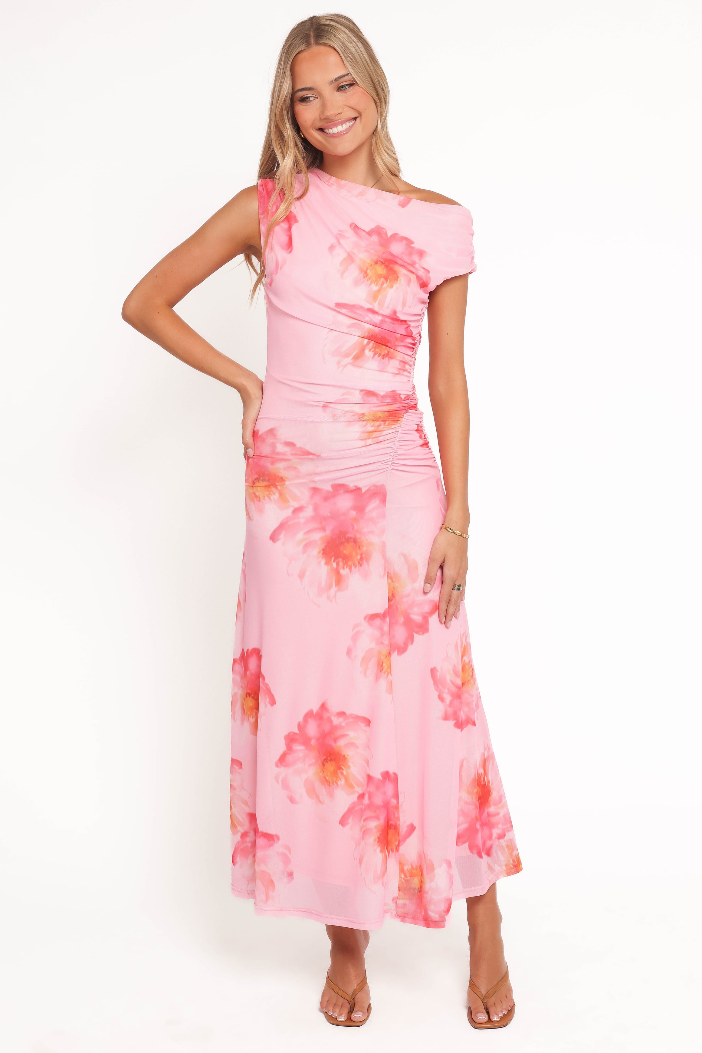 Robe Longue Fleurie Rose Elegante